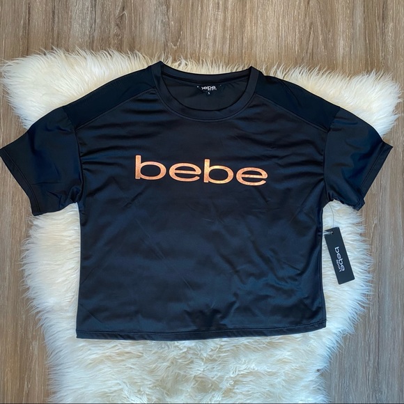NWT bebe Sport Short Sleeve Boxy Top With Mesh Size Small - Picture 8 of 12